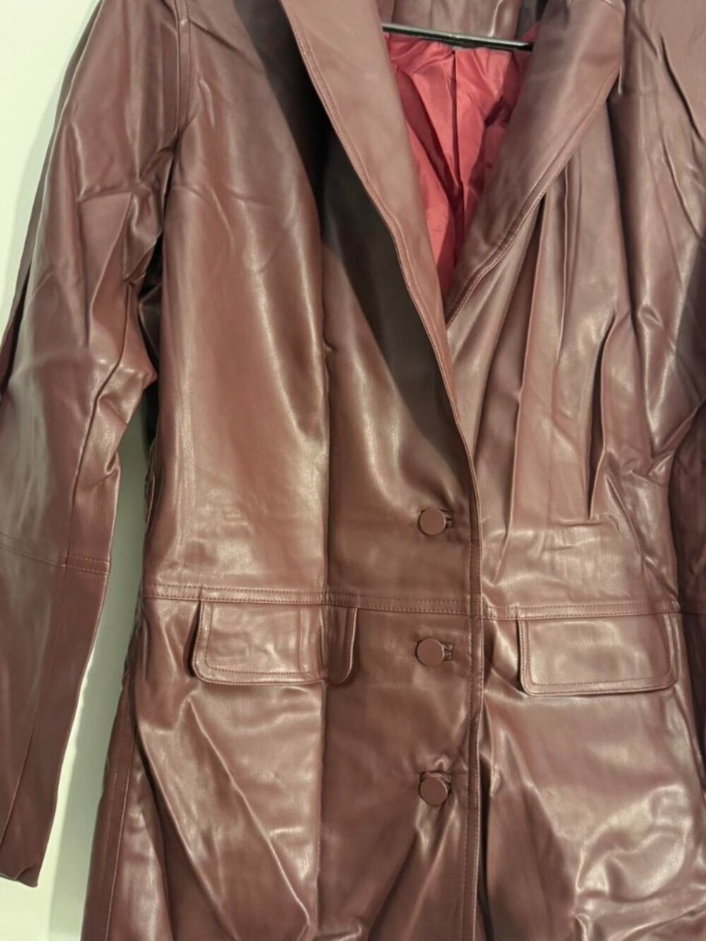 Steele Women's Burgundy Faux Leather Jacket New with Tags Size Small - Picture 7 of 7